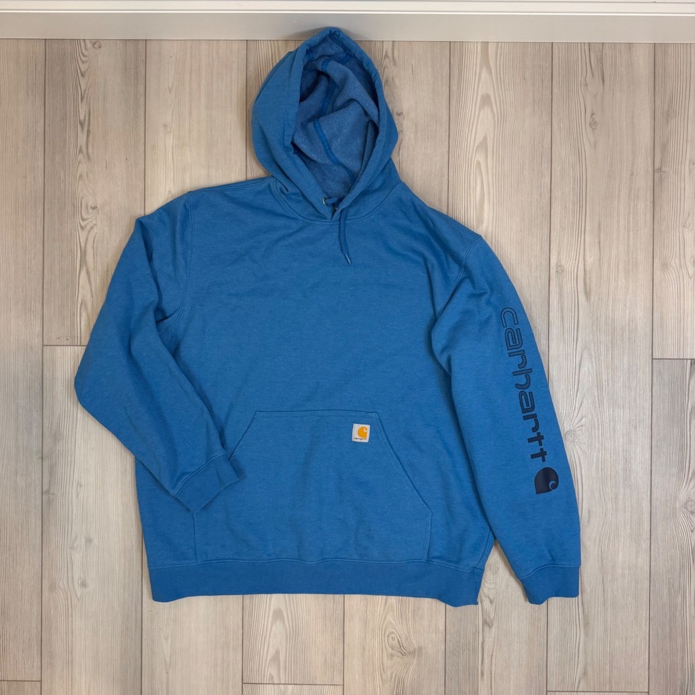 Carhartt Mens Loose Fit Midweight Logo Sleeve Graphic Hoodie Blue 2XL TS0288-M